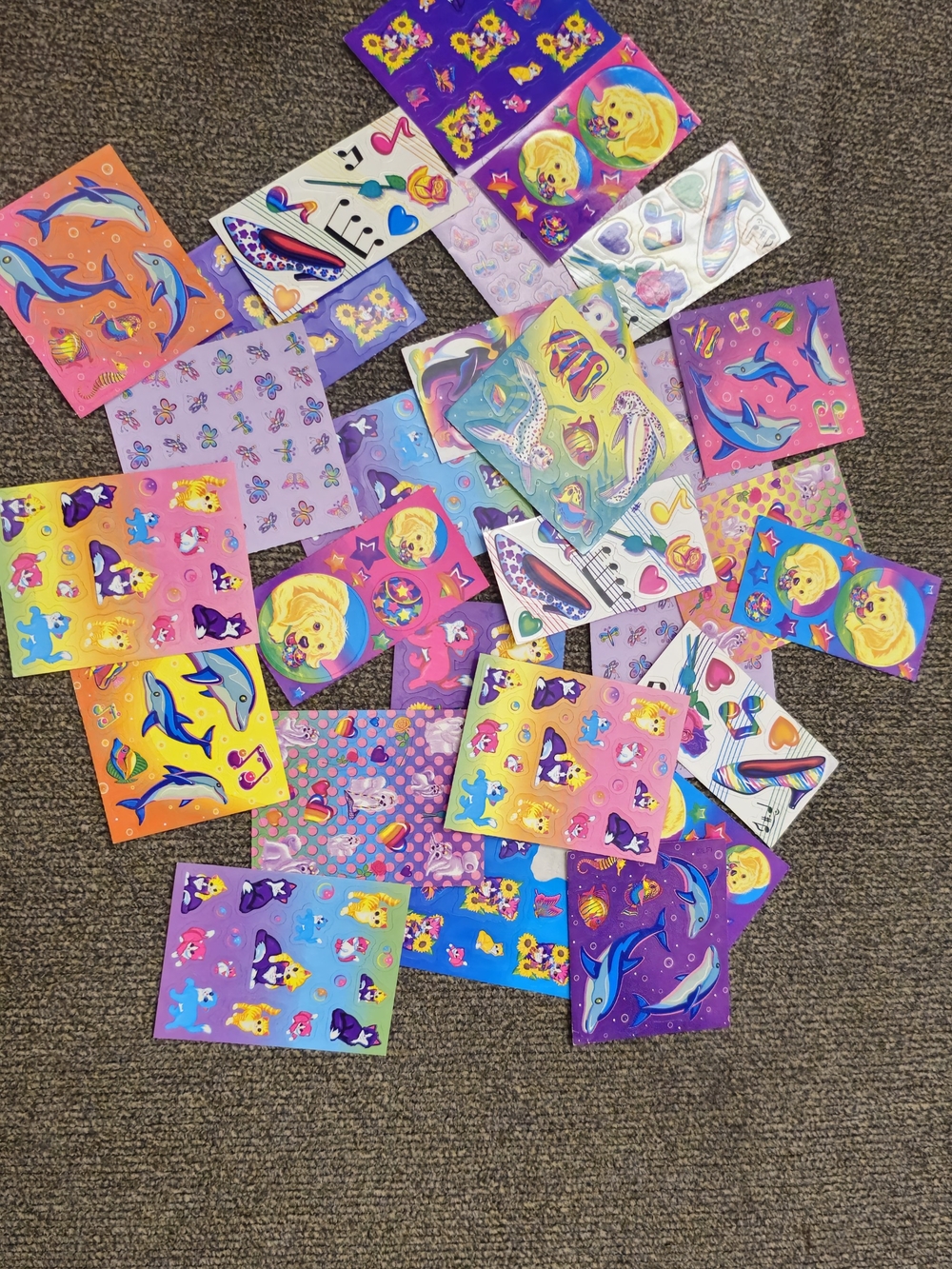 Lisa Frank Bright Purple Pink Blue Sticker Mix